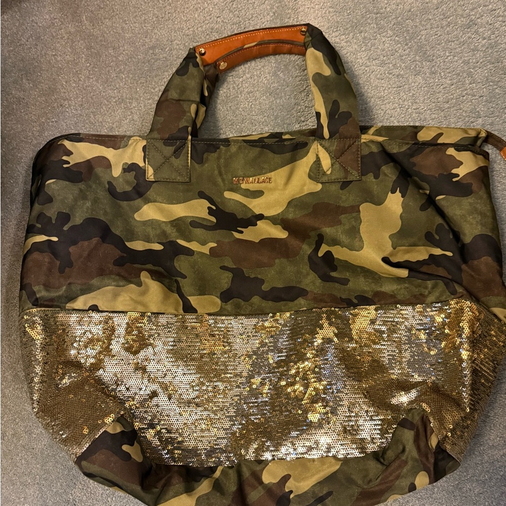 MZ Wallace Camouflage and Gold Sequin Tote Bag